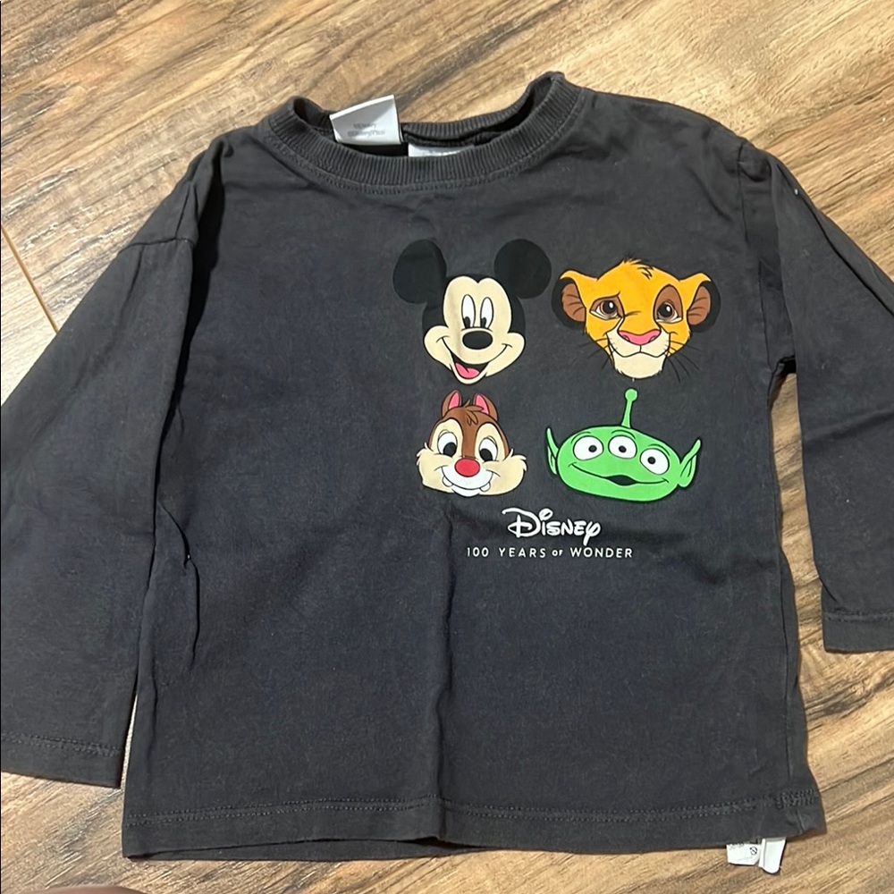Disney Black Long Sleeve Tee with Character Design